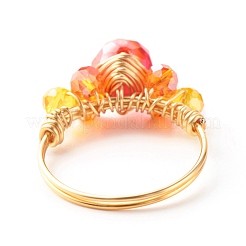 Fingerringe aus facettierten Glasperlen galvanisieren&nbsp;X1-RJEW-TA00014