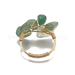 Женские кольца на палец из натурального зеленого авантюрина&nbsp;RJEW-TA00202-01