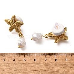 Серьги-гвоздики из пластика и нержавеющей стали 304 с жемчугом EJEW-G422-01G-01