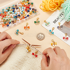 6 комплект стеклянных подвесных украшений в виде бабочек из медной проволоки&nbsp;HJEW-GA0001-52