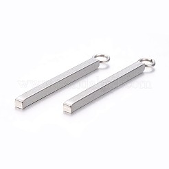 変色しにくい304ステンレススチールペンダント  長方形/棒  ステンレス鋼色  28x1.5x1.5mm  穴：2mm&nbsp;X-STAS-P186-05P-28mm