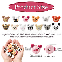 52 pièces 13 styles de perles européennes en bois naturel&nbsp;WOOD-CJ0002-82