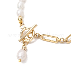 Braccialetti a maglie con perle d'acqua dolce naturali coltivate&nbsp;BJEW-JB13511-01