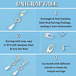 40 шт. 4 шт. фурнитура для сережек-гвоздиков из нержавеющей стали 304 прямоугольной и овальной формы STAS-UN0054-35