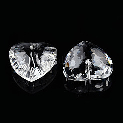 ガラスチャーム  多面カットハート  透明  31x33x13mm  穴：3.5mm&nbsp;EGLA-R084-A01