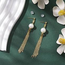 Натуральные жемчужные ушные шпильки EJEW-P286-43G