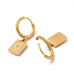 Прямоугольные серьги-кольца с кристаллами и стразами EJEW-P219-18G