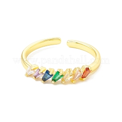 Открытое кольцо-манжета с треугольниками из кубического циркона RJEW-H103-08G