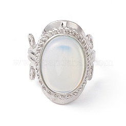 Овальное регулируемое кольцо с драгоценным камнем RJEW-P041-01P