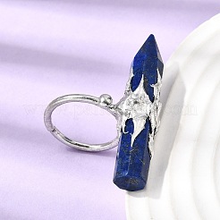 Bagues manchettes en lapis-lazuli naturel et laiton pour femmes&nbsp;RJEW-G374-01P-07