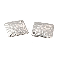 変色しない304ステンレススチールペンダント  テクスチャ  ひし形チャーム  ステンレス鋼色  19.5x19.5x2mm  穴：1.2mm&nbsp;LS-STAS-A070-06P
