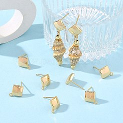 シェグレース 真鍮製スタッドピアス金具  菱形  カン付き  カドミウムフリーと鉛フリー＆ニッケルフリー  18KGP本金メッキ  13x11mm  穴：1.2mm  ピン：12x0.8mm&nbsp;XGRQ6M520-902G