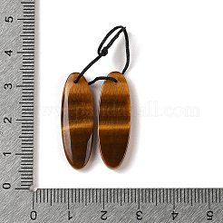 ナチュラルタイガーアイペンダント2個  宝石 チャーム  オーバル  28x9x3.5mm  穴：1mm&nbsp;G-A228-03B