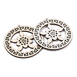 Grands pendentifs en bois naturel non teint&nbsp;WOOD-N007-023