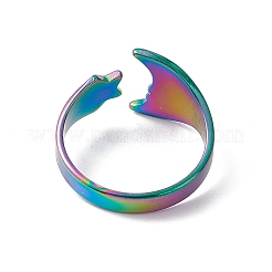 Ионное покрытие(ip) 304 нержавеющая сталь луна и звезда открытое кольцо-манжета для женщин&nbsp;RJEW-C045-19M