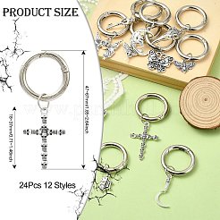 24 шт. 12 стиля подвески для обуви в виде черепа из сплава&nbsp;HJEW-CJ00043