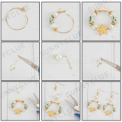 DIY ジオメトリック イヤリング メイキング キット  ポリマークレイディスク、ガラスパール、合金ヒトデビーズを含む  304ステンレススチール、真鍮、天然貝チャーム  真鍮のピアスフック  ミックスカラー  728個/箱&nbsp;DIY-SC0022-62