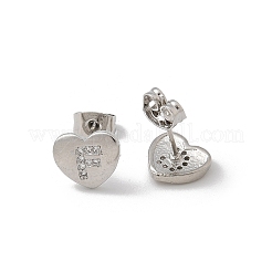 Серьги-гвоздики из латуни с микропаве из прозрачного кубического циркония EJEW-K299-01P-F