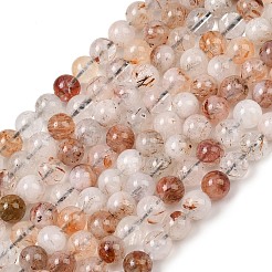 Нити бусин из рутилированного кварца из натурального черного золота G-P596-6mm-02