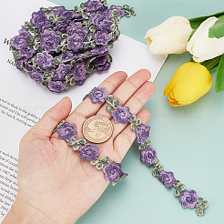 ポリエステルリボン  花柄  フラット  服飾材料  ダークスレートブルー  3/4インチ（18x1.5mm）&nbsp;OCOR-WH0068-45H