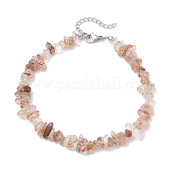 Браслеты на ногу из натурального черного золота с рутиловым кварцем и бусинами для женщин AJEW-AN00695