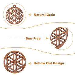 16 шт. подвески из натурального орехового дерева в 8 стилях WOOD-HY0001-04