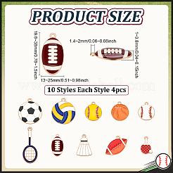 40 шт. 10 стиля подвески из сплава и эмали на тему спортивных товаров&nbsp;ENAM-ME0001-57