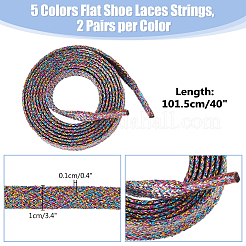 10 пара двухцветных блестящих светоотражающих пластиковых шнурков AJEW-DC0001-44