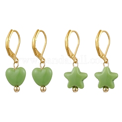 2 пара серег с застежкой-русалкой из латуни и непрозрачного акрила в двух стилях EJEW-JE06328