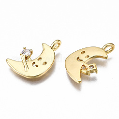 Латунные микропаве прозрачные подвески с фианитом&nbsp;KK-T063-78G-NF