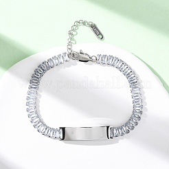 Браслеты-цепочки из нержавеющей стали 304 со стеклянными звеньями&nbsp;BJEW-G753-03P-01