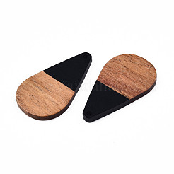 Pendentifs en résine opaque et bois de noyer&nbsp;RESI-N025-030-B