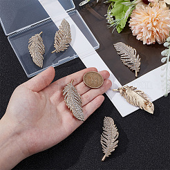 6 spilla da bavero in ottone con strass a forma di piuma per vestiti con zaino&nbsp;JEWB-UN0002-71B