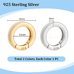 2 pièce 2 couleurs 925 anneaux à ressort en argent sterling avec 925 poinçons&nbsp;STER-PH0004-27A