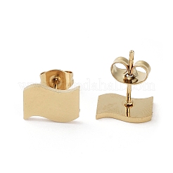 PVD真空メッキ304ステンレススチールスタッドピアス（女性用）  ゴールドカラー  フラグ  6.5x9.5mm&nbsp;EJEW-A048-46F-G