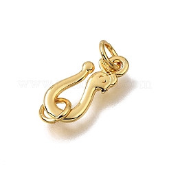 真鍮製のフック  丸カン付き  ラックめっき  ゴールドカラー  14x6.5x1.4mm  穴：3mm/ 4mm&nbsp;KK-CBA0DF0-19B-G