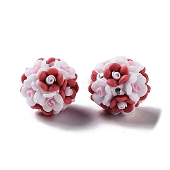 Бусины-цветы из светящейся полимерной глины со стразами RESI-C048-01E