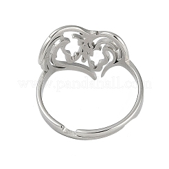 女性用ステンレススチール調節可能リング201個  馬  ステンレス鋼色  18mm  内径：18mm&nbsp;RJEW-M008-05P