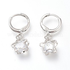 Латунные английском замке Серьги-кольца EJEW-Z003-04P