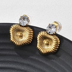 Серьги-гвоздики из нержавеющей стали 304&nbsp;LS-EJEW-R020-04G-01