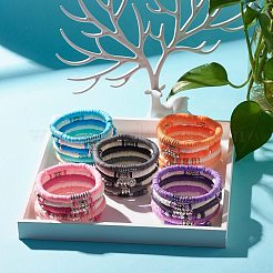 Набор эластичных браслетов hieishi из синтетического гематита и полимерной глины для женщин&nbsp;BJEW-JB07430