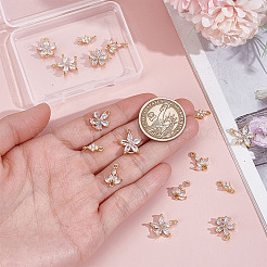 16 pièces 4 styles en laiton pavé clair connecteur de zircone cubique breloques&nbsp;KK-HY0004-39