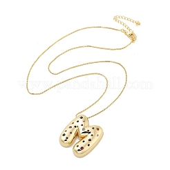 Латунные ожерелья с подвесками в виде букв из микрофибры с кубическим цирконием KK-Z069-01G-M