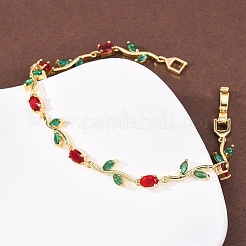 Латунные браслеты-цепочки с микропаве из кубического циркония для женщин&nbsp;BJEW-K292-01G