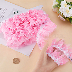 Лента из полиэстерового цветочного кружева с пайетками длиной 10 м OCOR-GF0003-34B