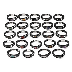 Bracelets multi-rangs en pierres précieuses naturelles et cuir microfibre tressé pour femmes et hommes&nbsp;GG-CBAEA55-01
