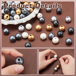 150 шт. 5 цвета расписные европейские бусины из натурального дерева&nbsp;WOOD-PH0003-16