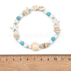 Pulseras de cuentas de turquesa sintética y concha&nbsp;BJEW-JB13638