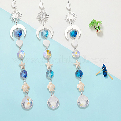 3 шт. стеклянные круглые и восьмиугольные бусины подвесные ловцы солнца&nbsp;HJEW-CN0001-40