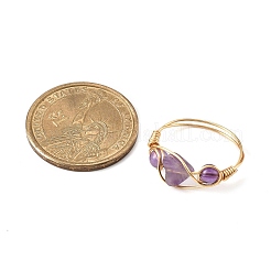 Женские плетеные кольца из натурального аметиста&nbsp;RJEW-JR00849